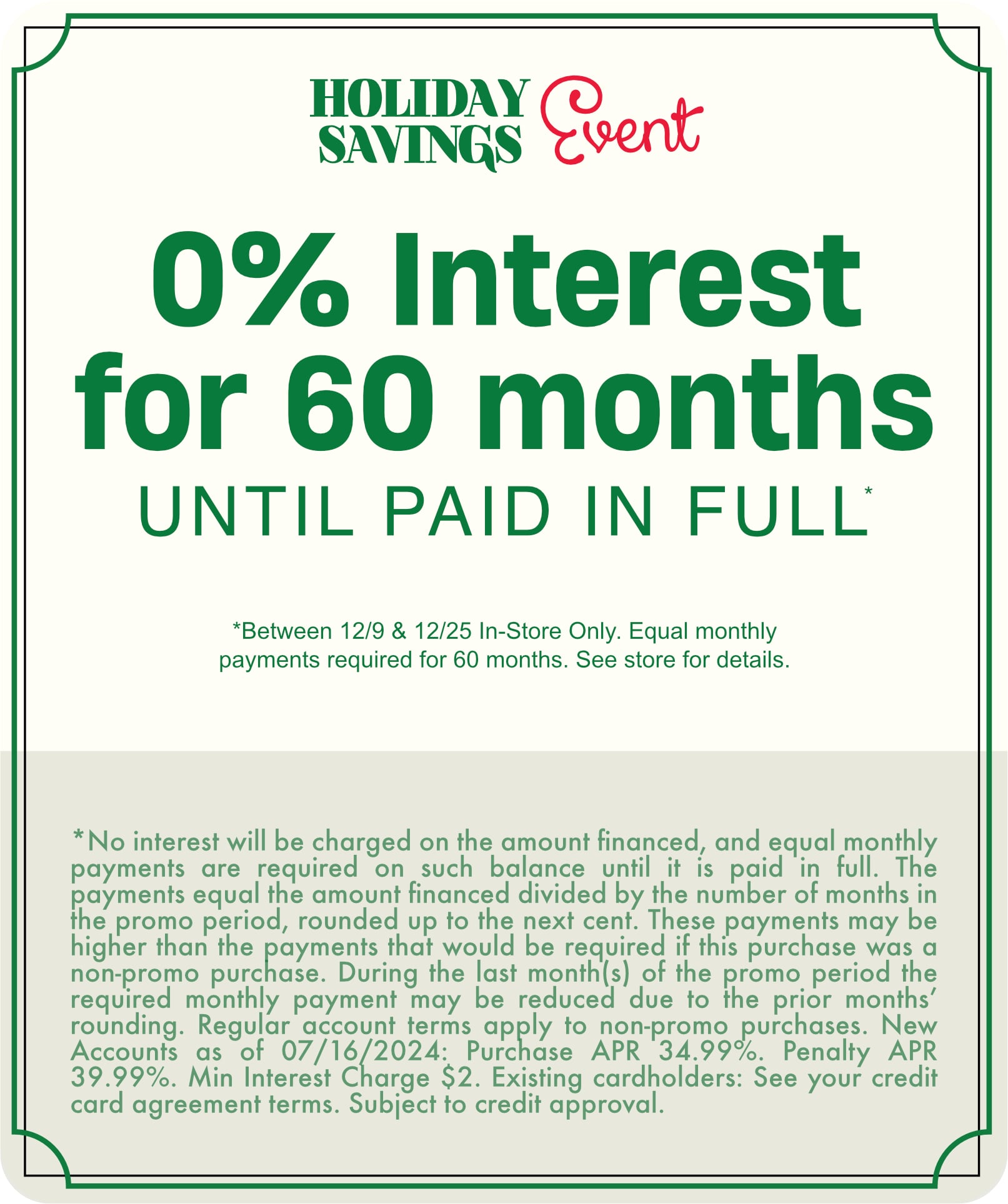 Special Financing on Furniture & Mattresses